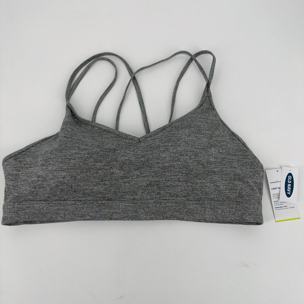 Old Navy Active Light Support Gray Pinstripe Bra Size XXL NEW